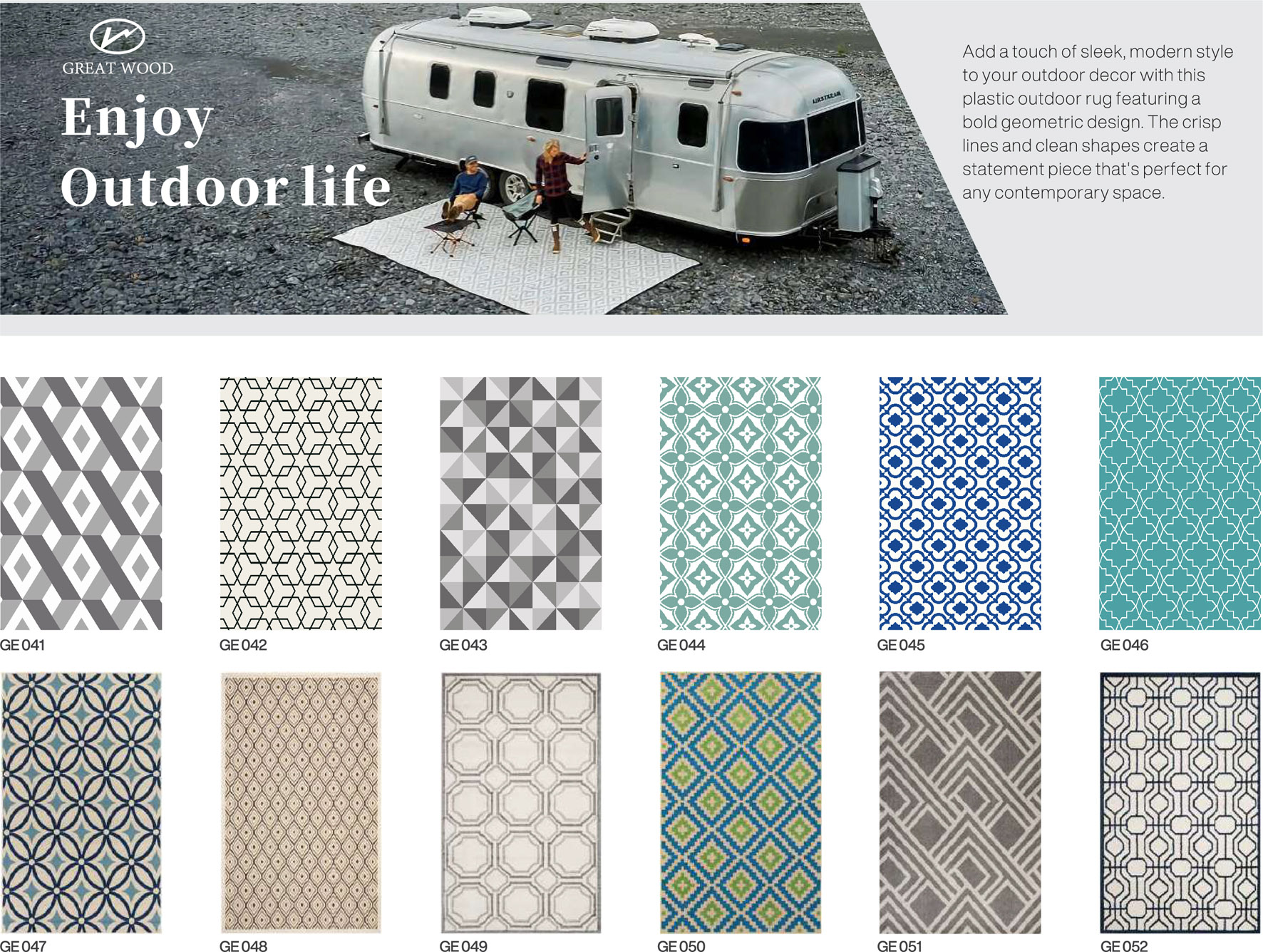 Outdoor Rug Waterproof for Patio Clearance GW660017